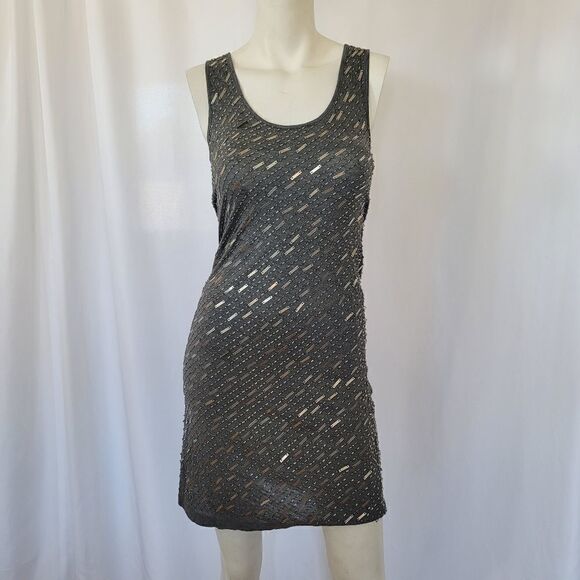 Haute Hippie Grey Embellished Beaded Cocktail Party Dress Size M - Picture 6 of 10